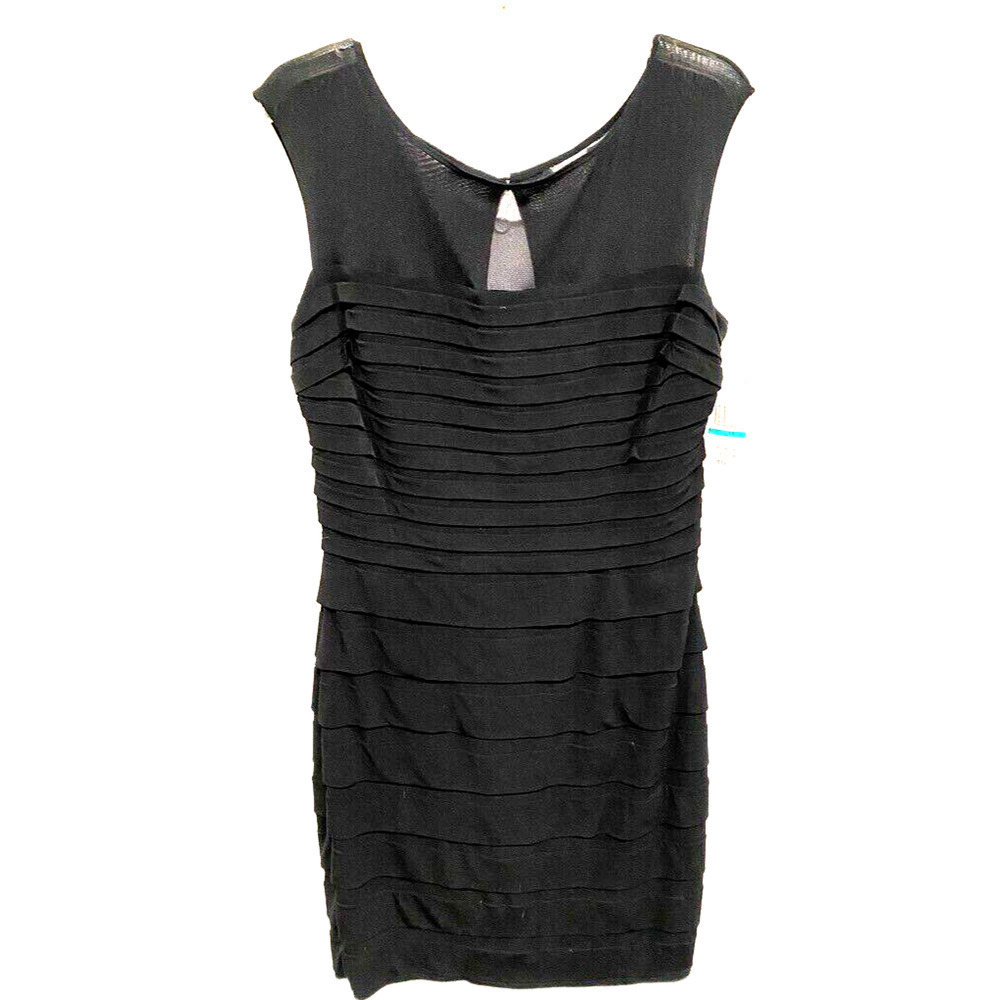 Sangria - Black Bodycon zip mesh top special occasion dress women's size 16